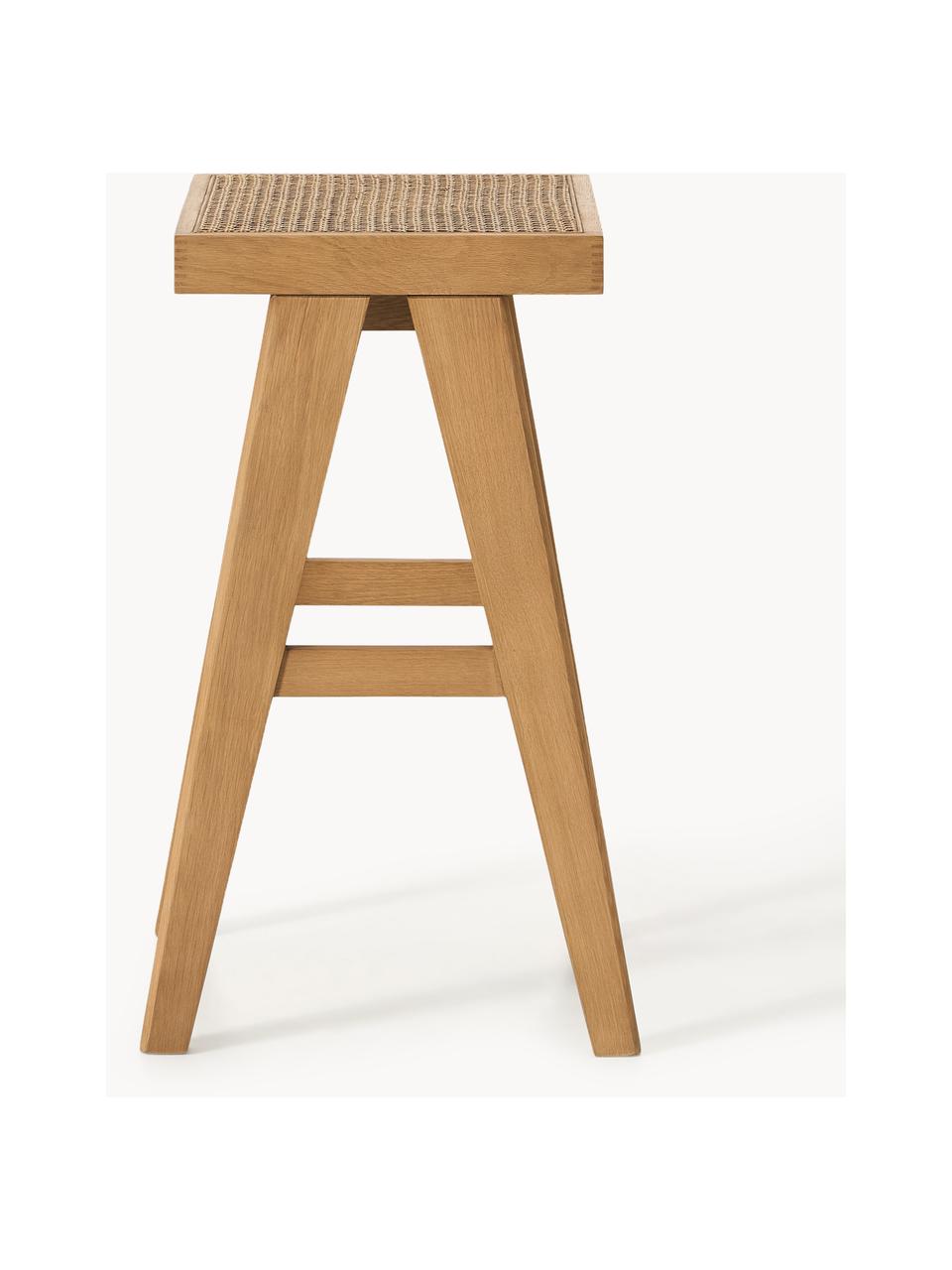 Tabouret de bar en cannage Sissi, Chêne clair, cannage beige clair, larg. 46 x haut. 75 cm