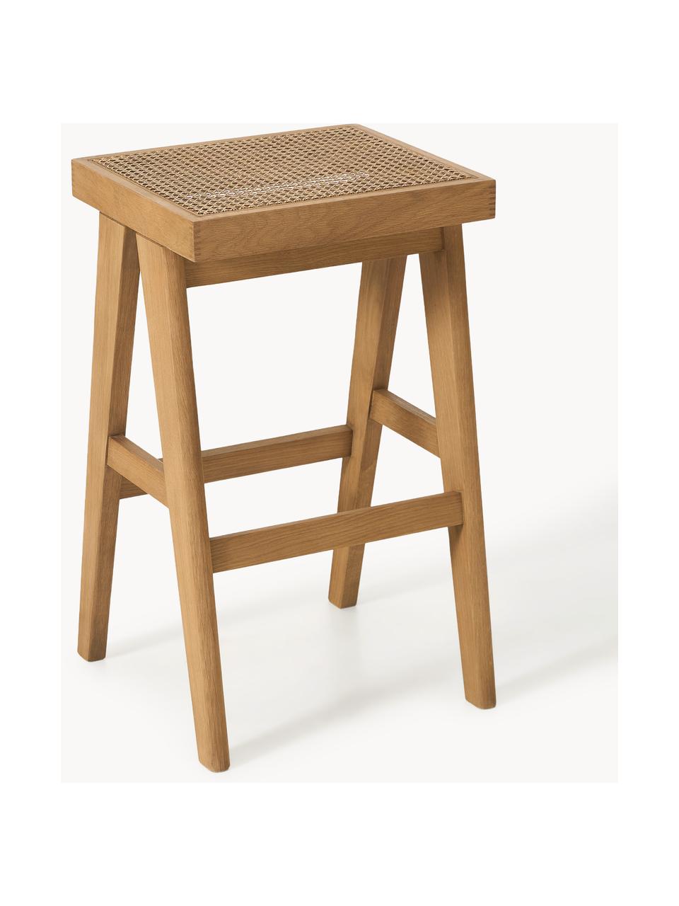 Tabouret de bar en cannage Sissi, Chêne clair, cannage beige clair, larg. 46 x haut. 75 cm