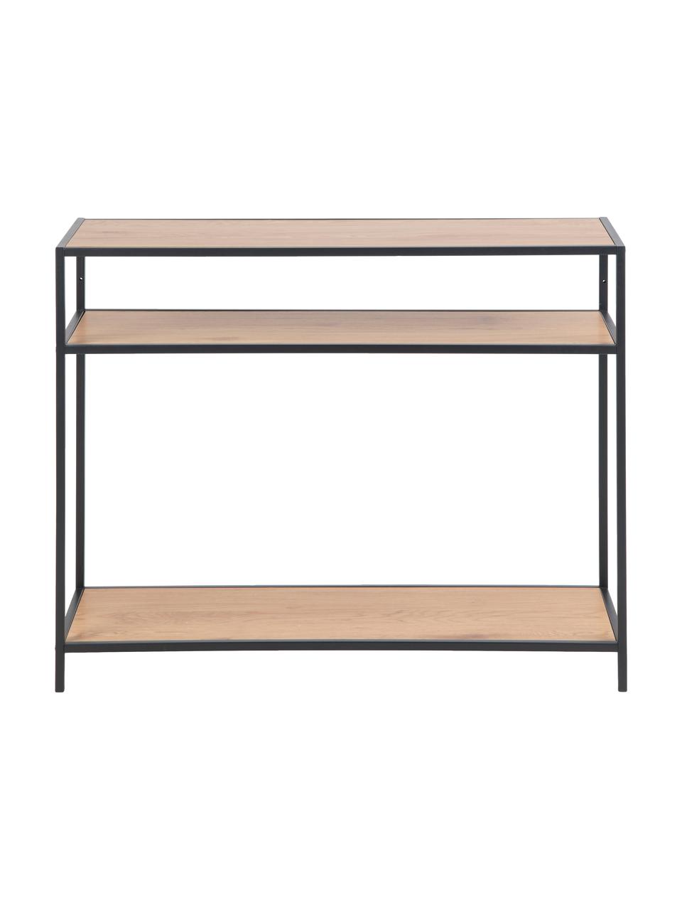Consolle in legno e metallo Seaford, Ripiani: pannello di fibra a media, Struttura: metallo verniciato a polv, Legno, nero, Larg. 100 x Prof. 35 cm