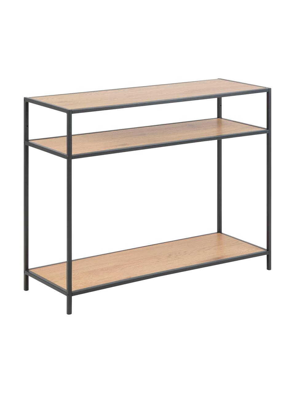 Wandtafel Seaford van hout en metaal, Frame: gepoedercoat metaal, Hout, zwart, B 100 x D 35 cm