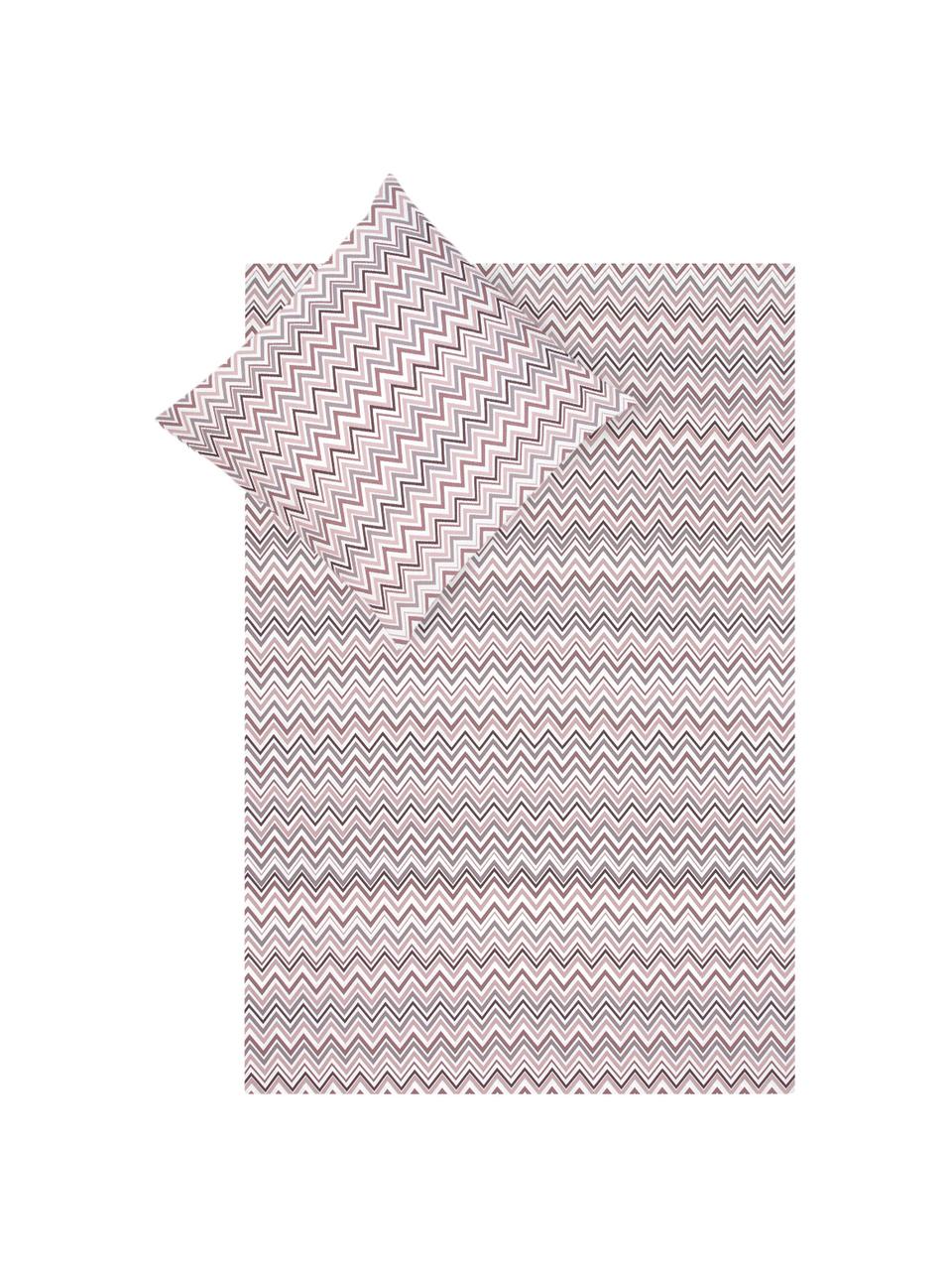 Pościel z satyny bawełnianej Maui, Biały, mauve, 200 x 200 cm