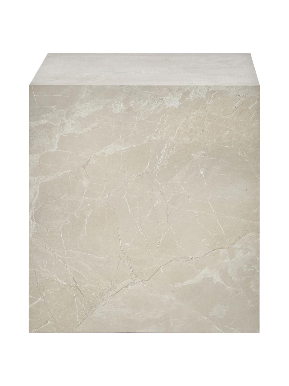 Pomocný stolík so vzhľadom travertínu Lesley, MDF-doska pokrytá melamínovou fóliou, Béžová, travertínový vzhľad, matná, Š 45 x V 50 cm