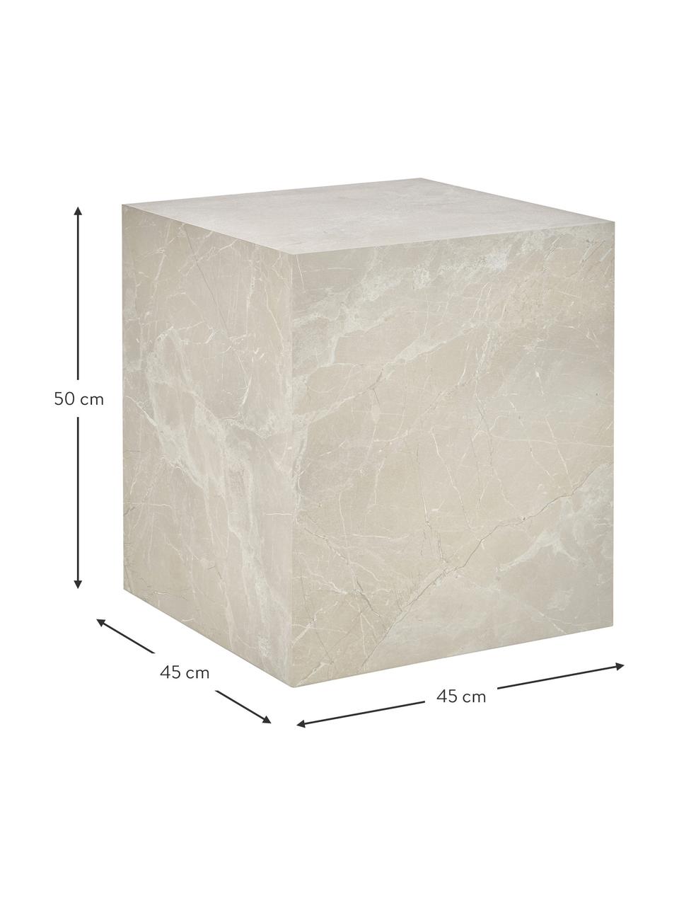 Pomocný stolík so vzhľadom travertínu Lesley, MDF-doska pokrytá melamínovou fóliou, Béžová, travertínový vzhľad, matná, Š 45 x V 50 cm