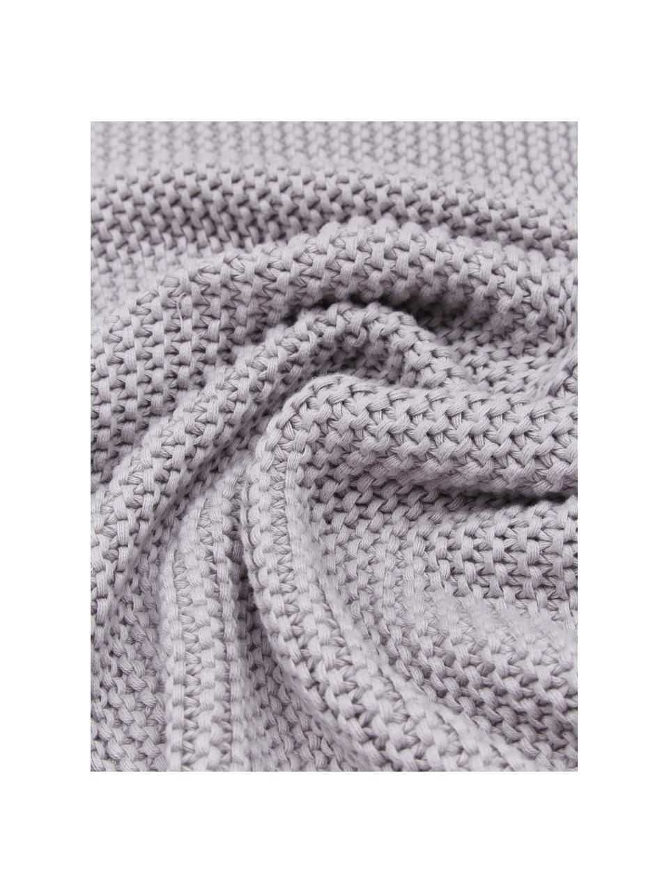 Dzianinowy koc Adalyn, 100% bawełna organiczna, certyfikat GOTS, Jasny szary, S 150 x D 200 cm