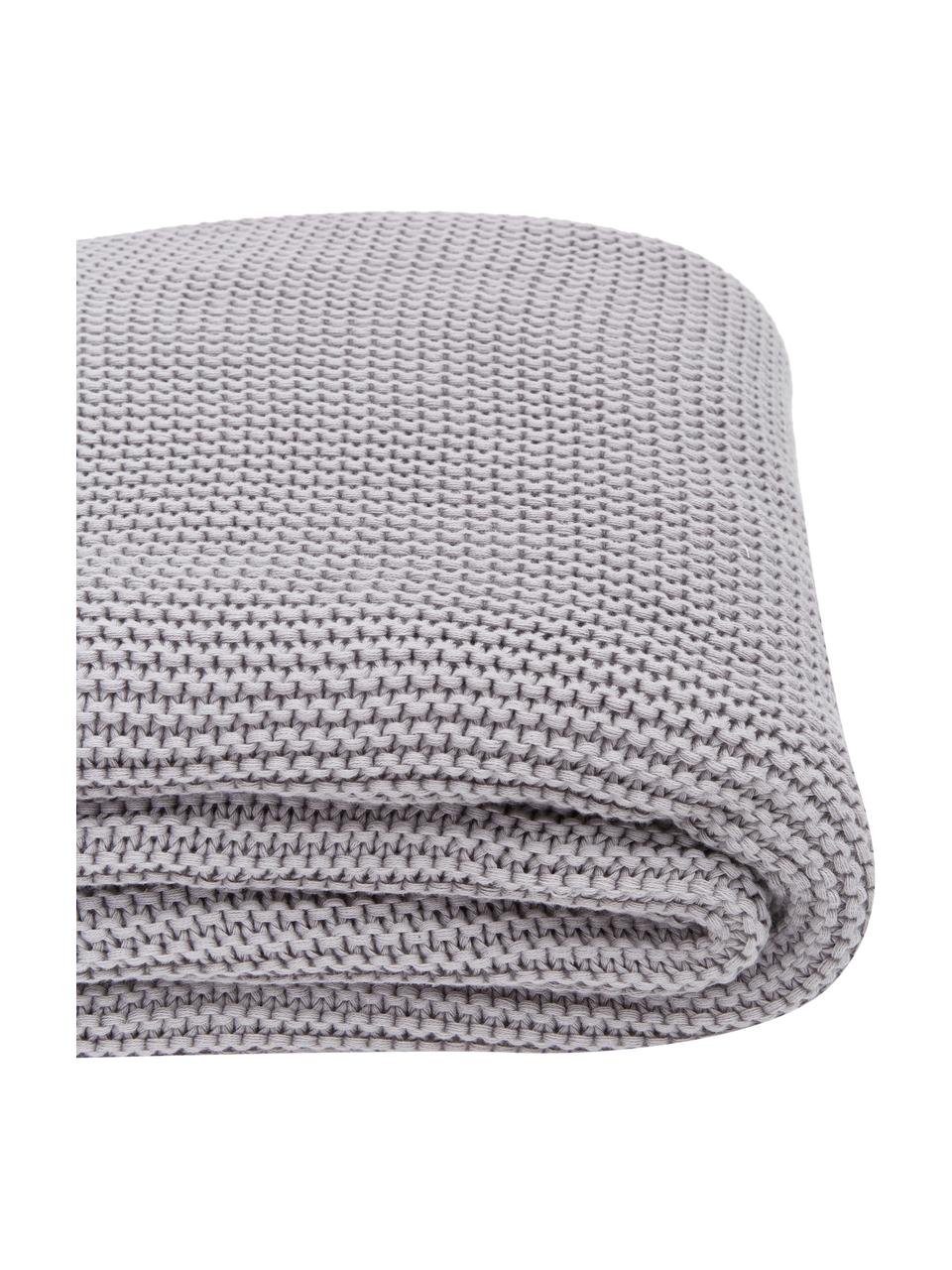 Plaid en tricot Adalyn, 100 % coton bio, certifié GOTS, Gris, larg. 150 x long. 200 cm