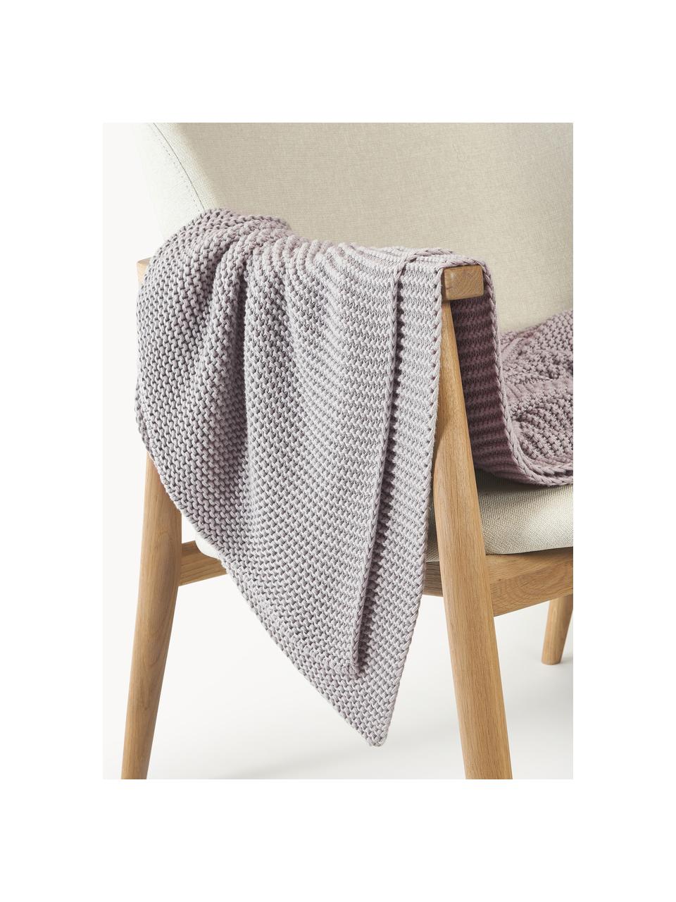 Plaid en tricot de coton bio Aladyn, 100 % coton bio, certifié GOTS, Gris clair, larg. 150 x long. 200 cm