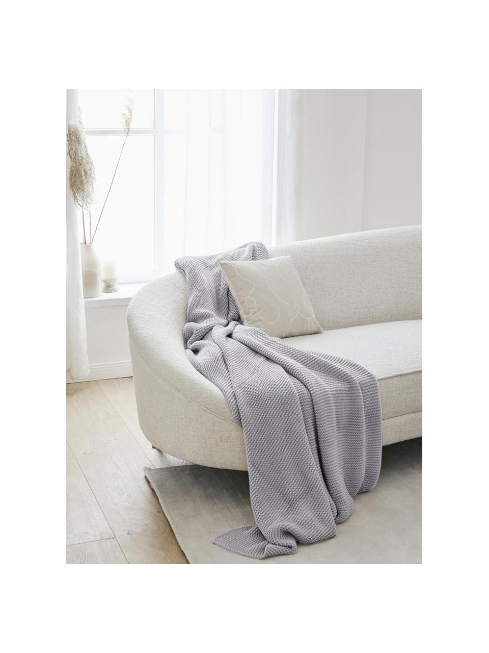 Strickdecke Adalyn, 100% Bio-Baumwolle, GOTS-zertifiziert, Hellgrau, B 150 x L 200 cm