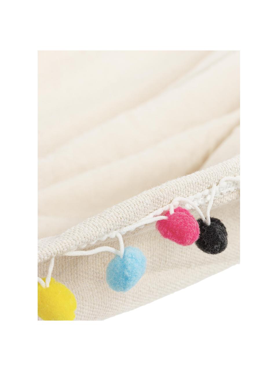 Hojdacia sieť s farebnými brmbolcami Pon-Pon, 65 %  bavlna, 35 %  polyester, Lomená biela, Š 200 x D 100 cm