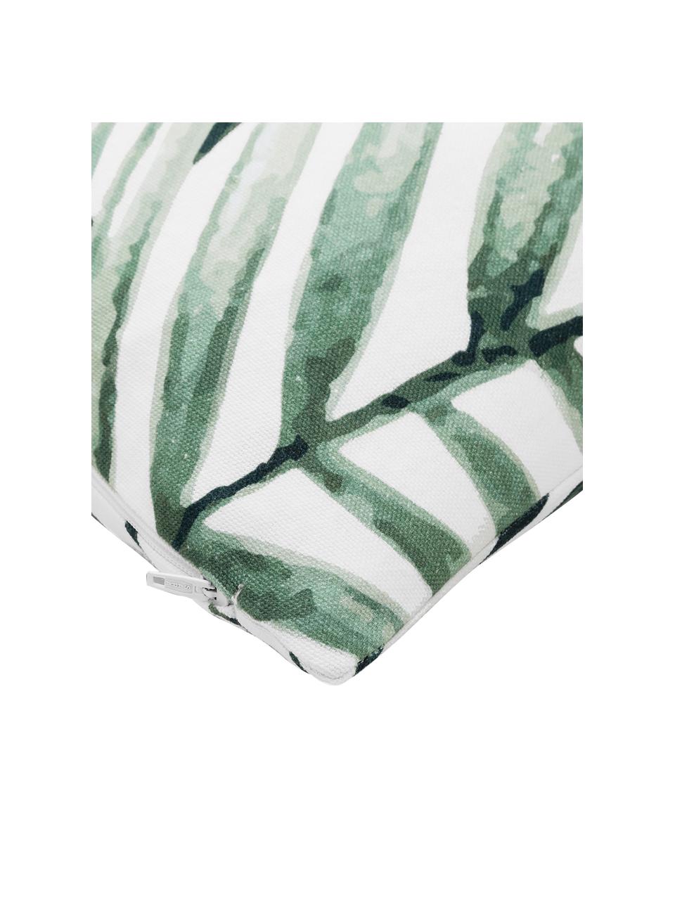 Katoenen kussenhoes Coast met bladpatroon, 100% katoen, Groen, wit, B 40 x L 40 cm