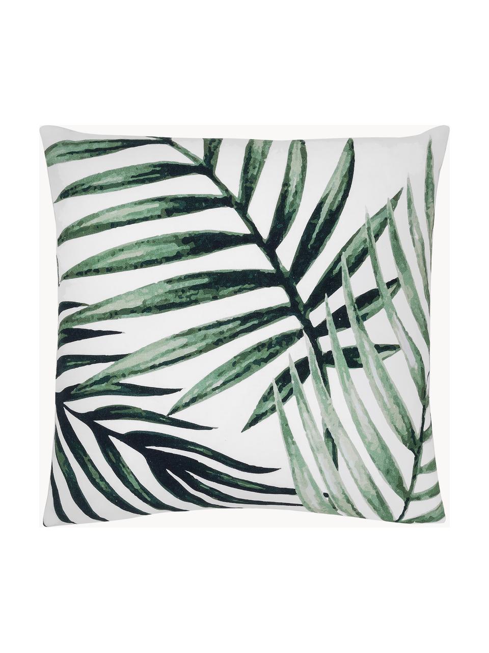 Housse de coussin tropical Coast, 100 % coton, Vert, blanc, larg. 40 x long. 40 cm