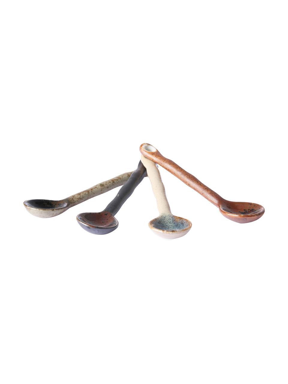 Teelöffel Yunomi, 4er-Set, Steingut, Bunt, L 12 cm