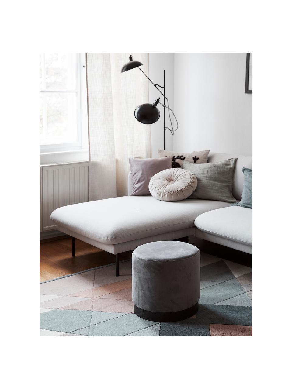 Rond fluwelen kussen Kanan met plooien, met vulling, Beige, Ø 40 cm
