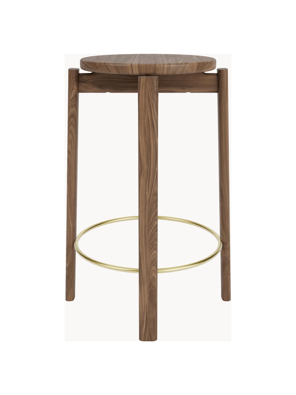 Tabouret en noyer Passage, Bois de noyer, laiton, Ø 46 x haut. 65 cm