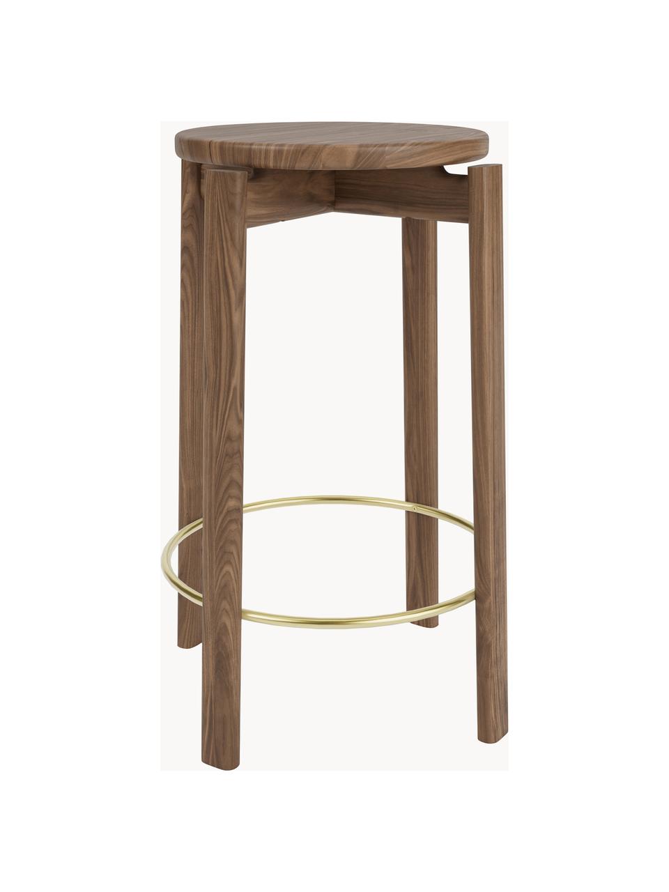 Tabouret en noyer Passage, Bois de noyer, laiton, Ø 46 x haut. 65 cm