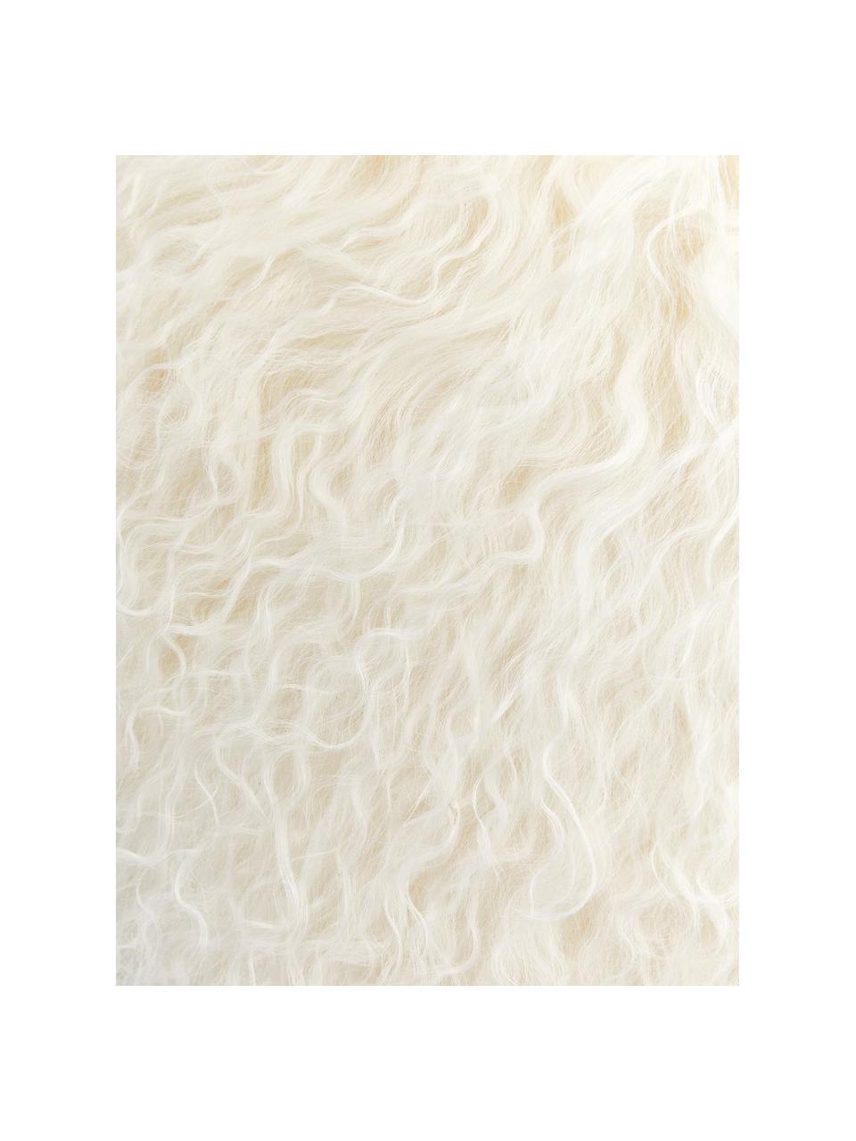 Poťah na vankúš z dlhovlasej jahňacej kože  Ella, vlnitá, Prírodná biela, Š 30 x D 50 cm