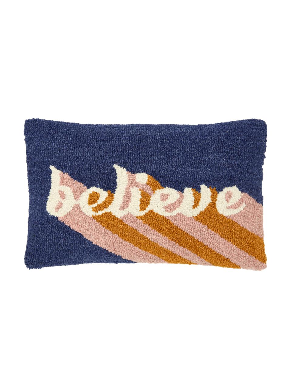 Funda de cojín artesanal Believe, Multicolor, An 30 x L 50 cm