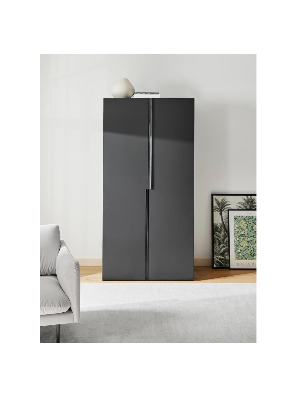 Armadio componibile ad ante battenti Leon, larg. 100 cm, diverse varianti, Nero, Interno Premium, larg. 100 x alt. 200 cm