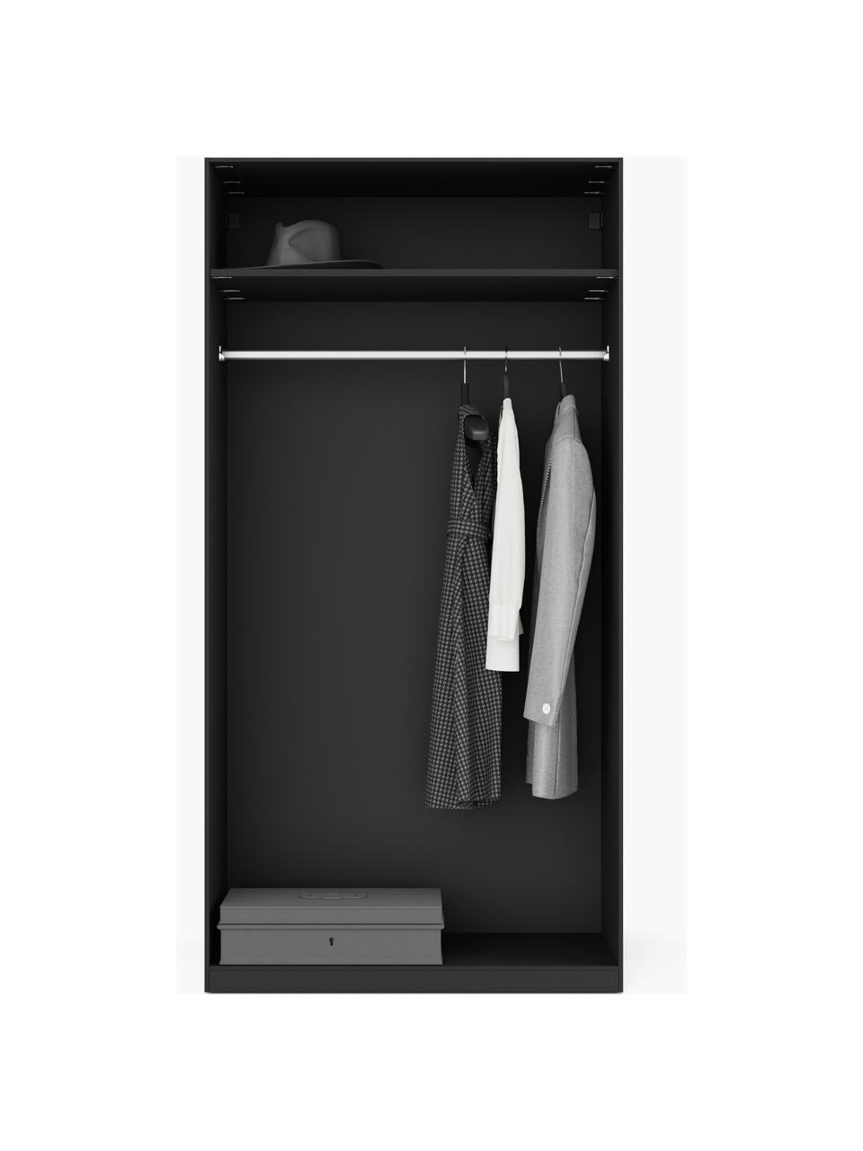 Modularer Drehtürenschrank Leon, 100 cm Breite, mehrere Varianten, Korpus: Spanplatte, melaminbeschi, Schwarz, Basic Interior, B 100 x H 200 cm