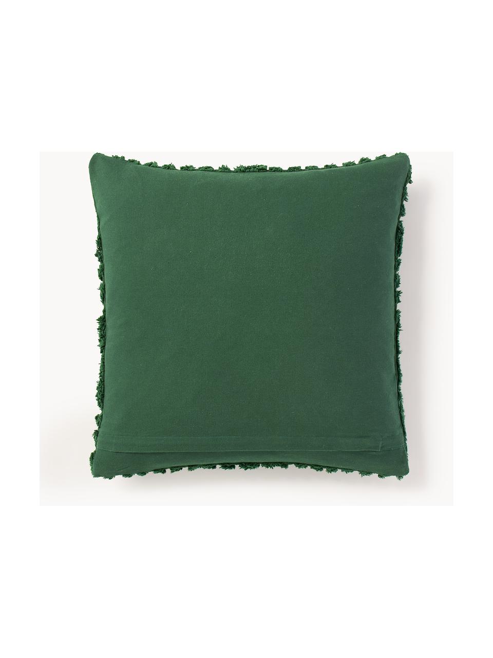 Housse de coussin en coton Bell, 100% coton, Vert foncé, larg. 45 x long. 45 cm