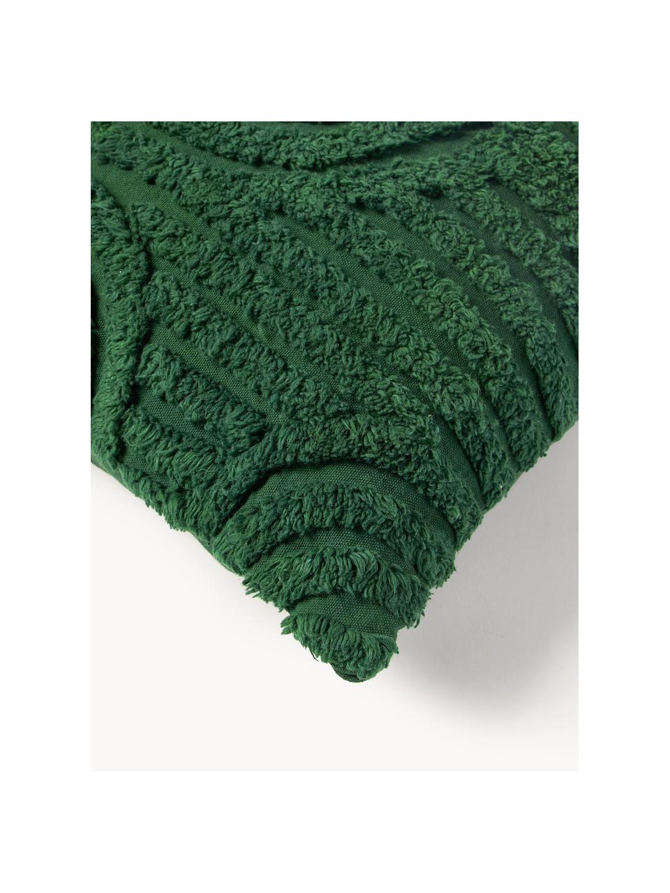 Housse de coussin en coton Bell, 100% coton, Vert foncé, larg. 45 x long. 45 cm