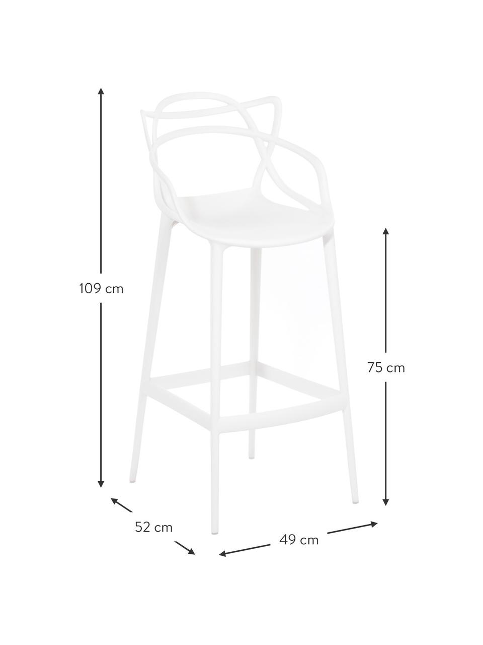 Design Barstuhl Masters in Weiss, Polypropylen, Weiss, 49 x 109 cm