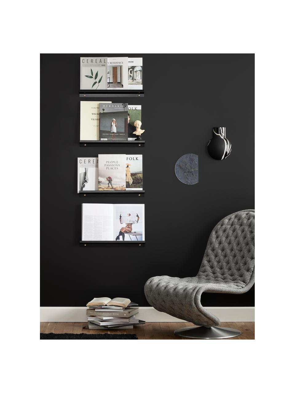 Wąska półka na zdjęcia Shelfini, Czarny, mosiądz, S 50 x W 6 cm