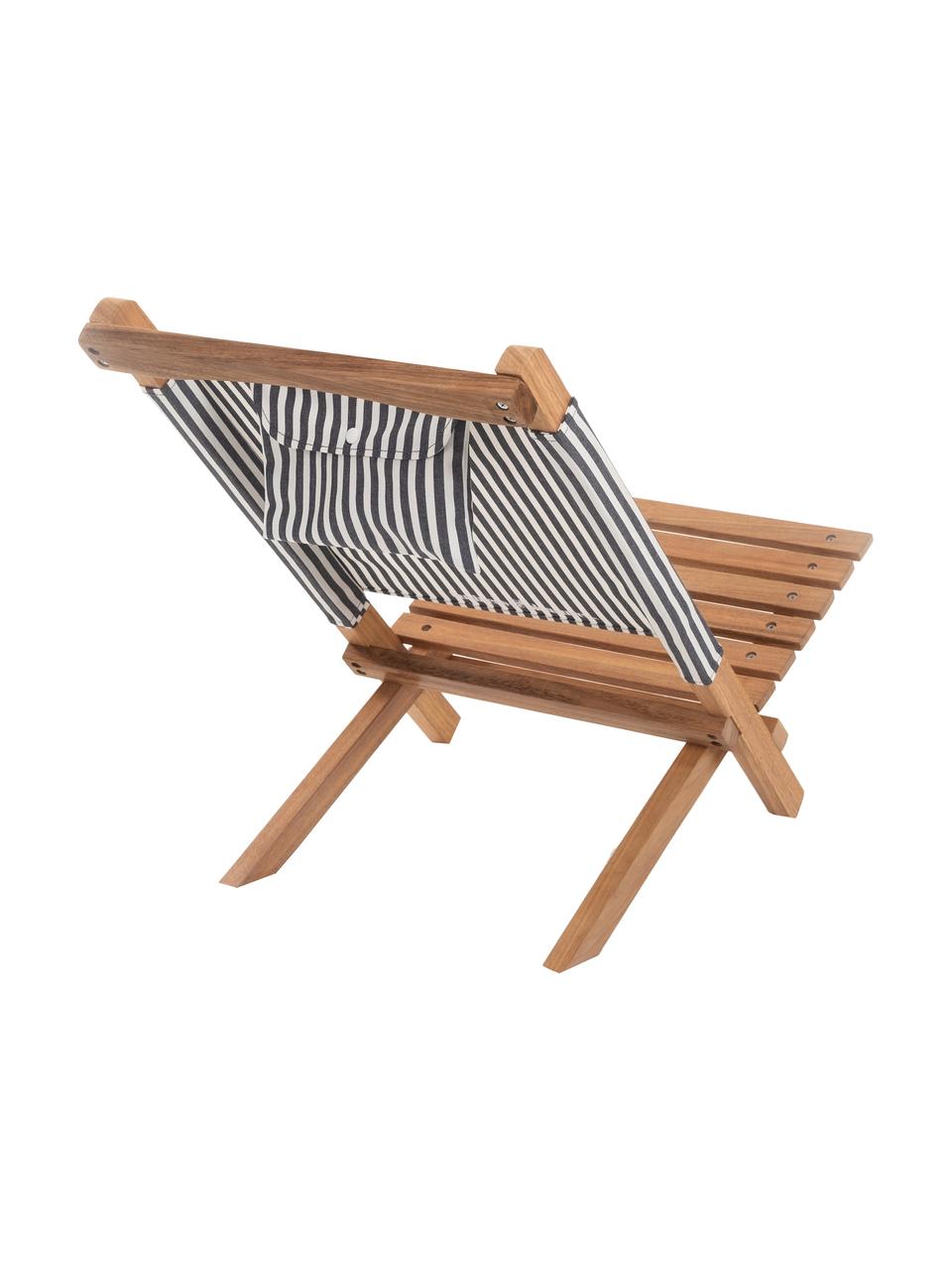 Sedia a sdraio pieghevole Lauren's, Struttura: legno, Blu navy, bianco, marrone, Larg. 41 x Alt. 58 cm