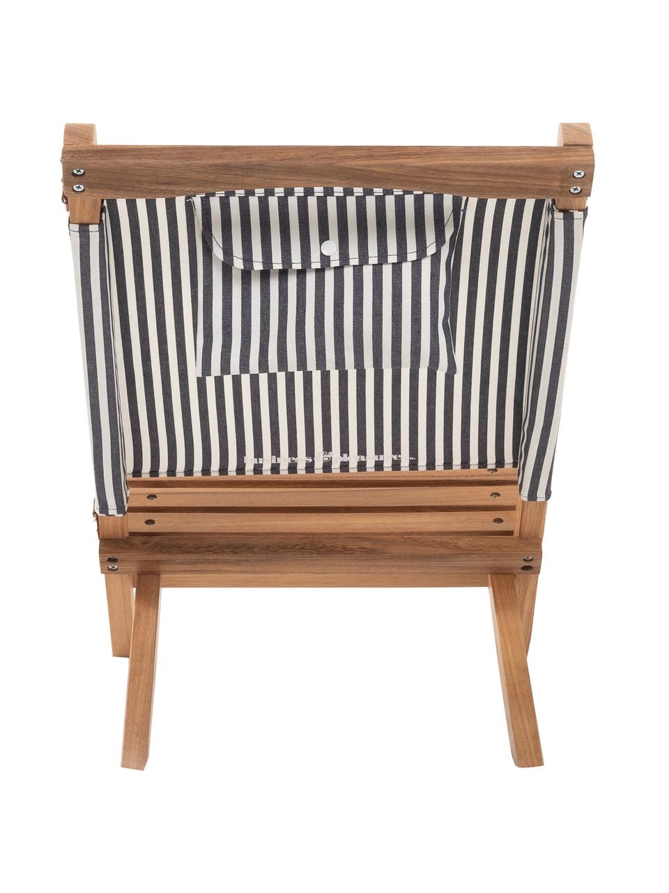 Sedia a sdraio pieghevole Lauren's, Struttura: legno, Blu navy, bianco, marrone, Larg. 41 x Alt. 58 cm