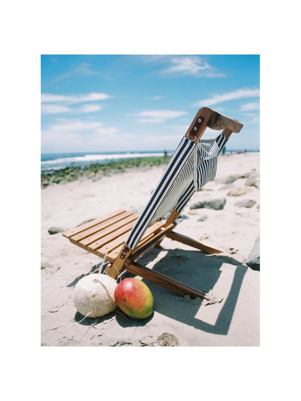 Inklapbare ligstoel Lauren's, Frame: hout, Marineblauw, wit, bruin, B 41 x H 58 cm