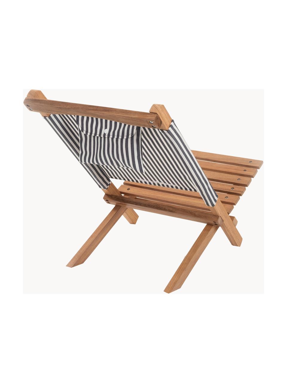 Sedia a sdraio pieghevole Lauren's, Struttura: legno, Blu scuro, bianco, legno, Larg. 41 x Alt. 58 cm