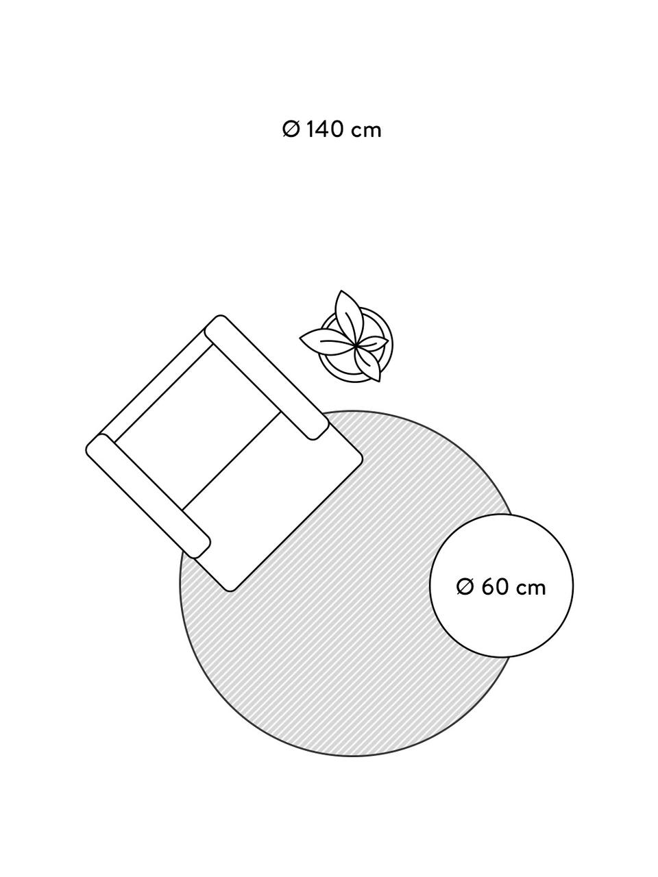 Runder In- & Outdoor-Wendeteppich Porto, gemustert, 100% Polypropylen, Schwarz, Cremeweiß, Ø 140 cm (Größe M)
