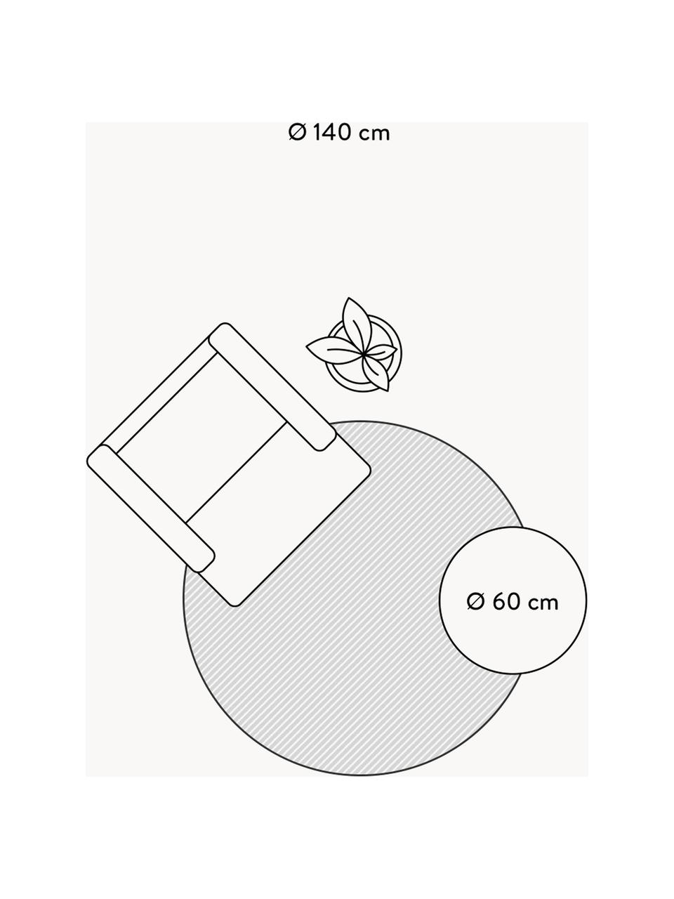 Rond dubbelzijdig in- & outdoor vloerkleed Porto, met patroon, 100% polypropyleen, Zwart, crèmewit, Ø 140 cm (maat M)