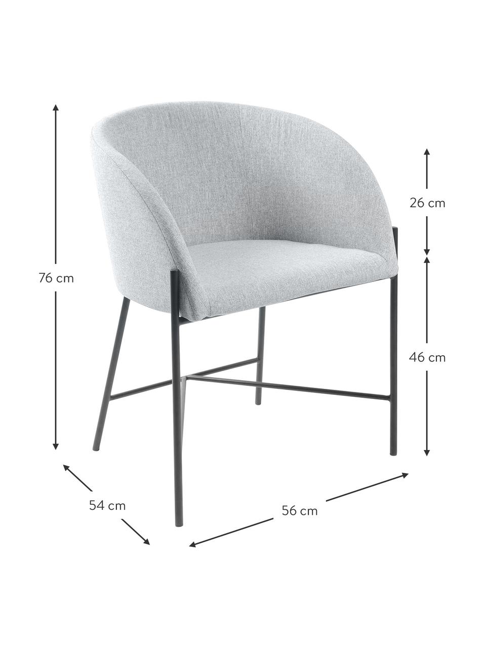 Chaise rembourrée Nelson, Tissu gris clair, larg. 56 x prof. 54 cm