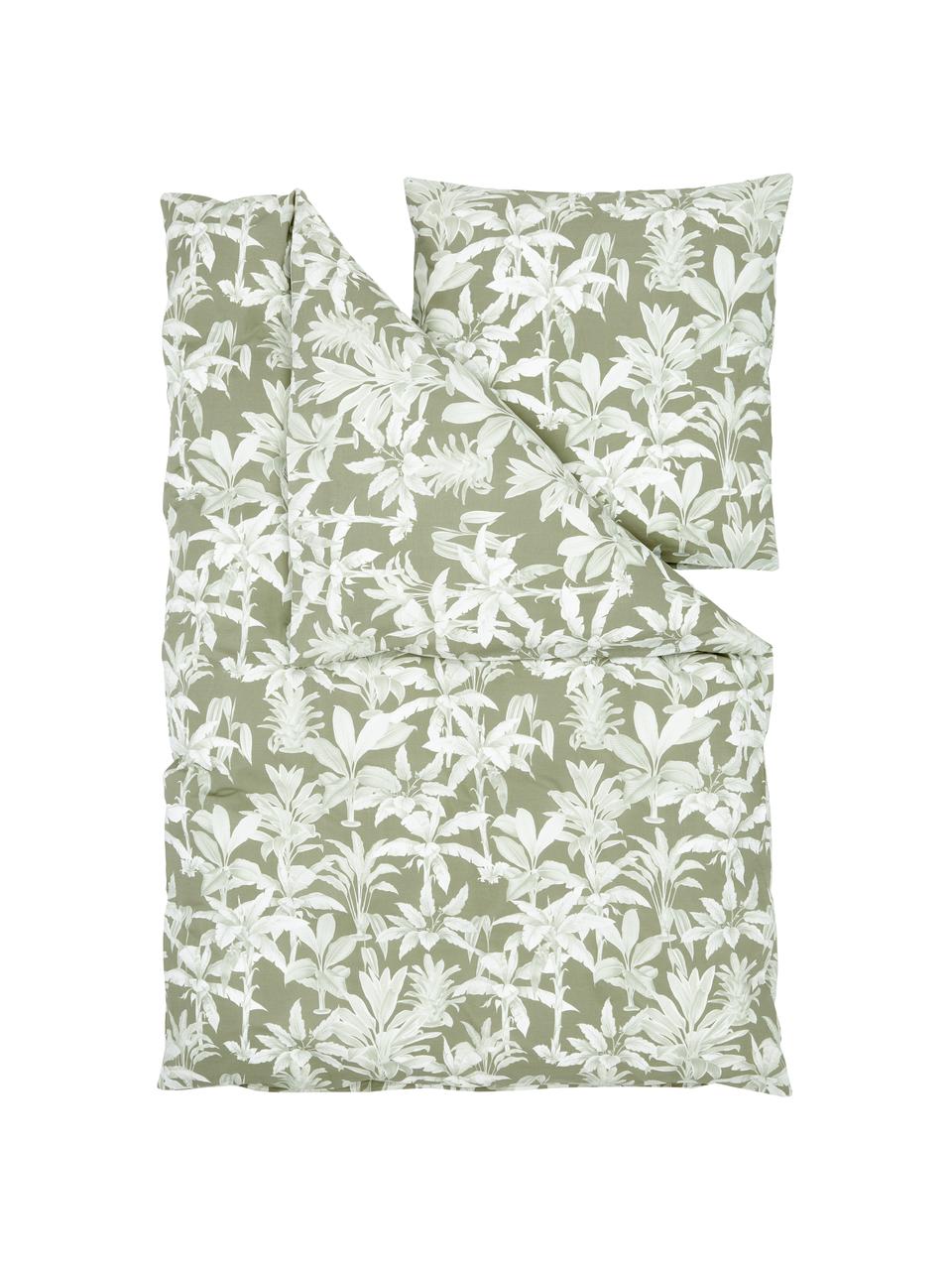 Pościel z bawełny Shanida, Zielony, 200 x 200 cm + 2 poduszki 80 x 80 cm