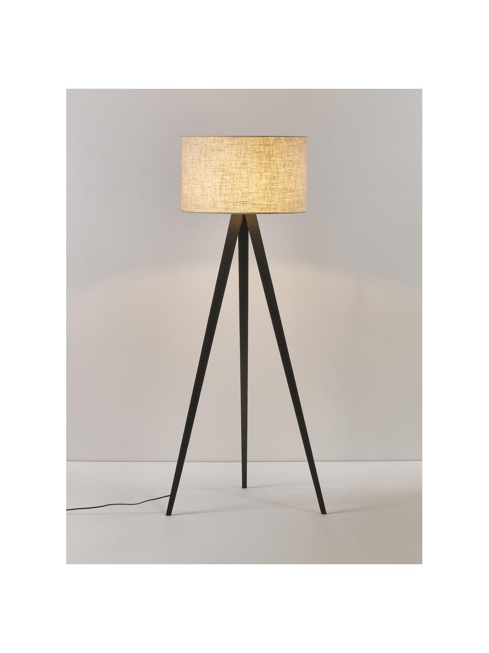 Lampa podłogowa trójnóg z litego drewna w stylu scandi Jake, Beżowy, Ø 60 x W 150 cm