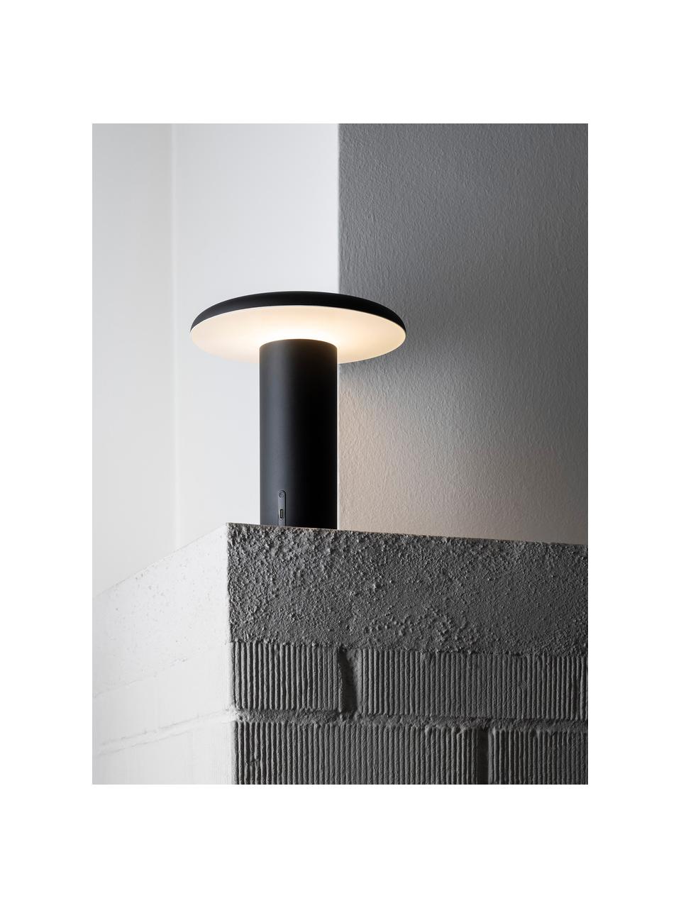 Malá přenosná stolní LED lampa Takku, stmívatelná, Potažený kov, Černá, Š 18 cm, V 19 cm