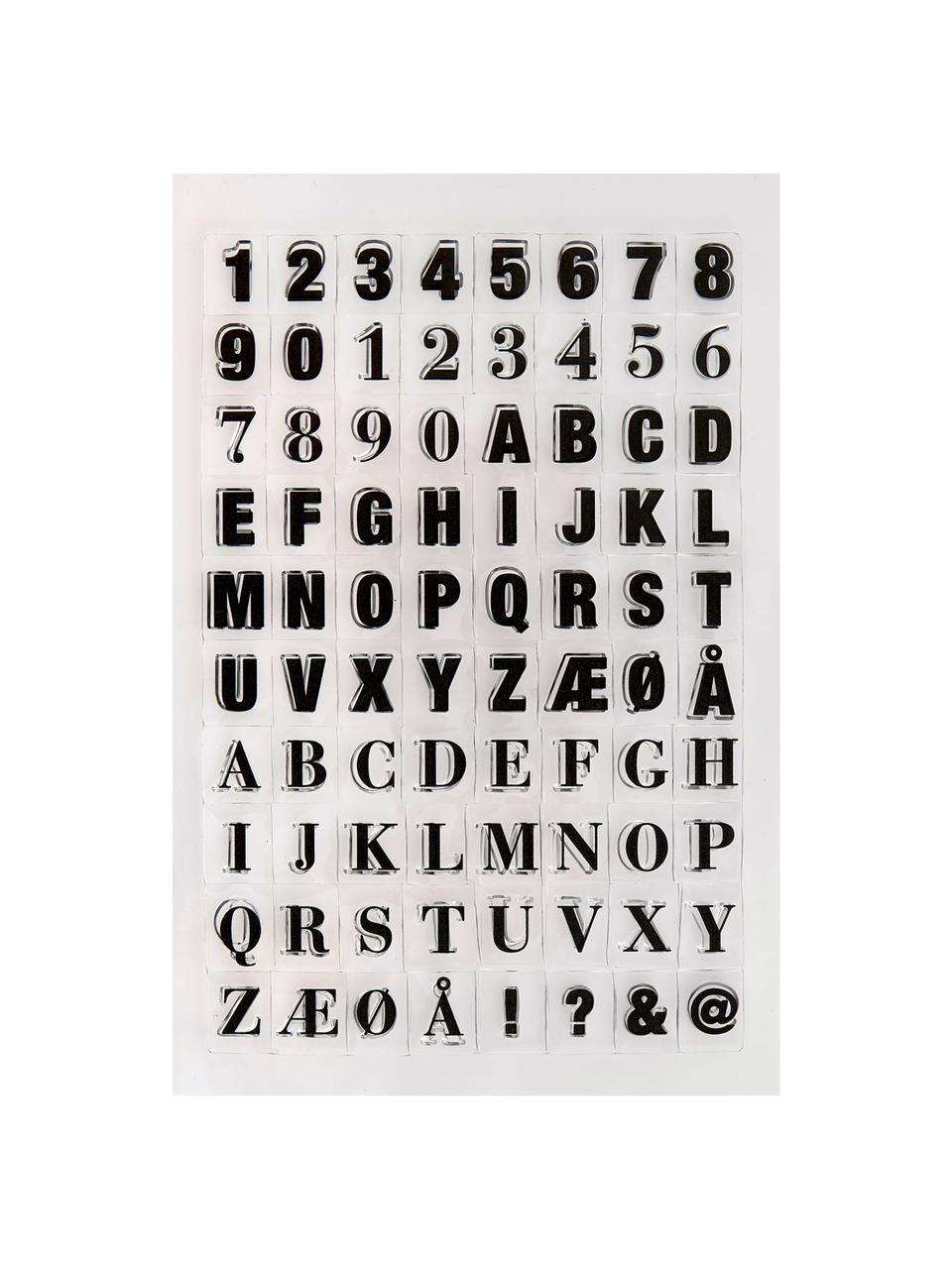 Stempelpatronenset Letters & Numbers, Siliconen, Zwart, transparant, B 14 cm, H 21 cm