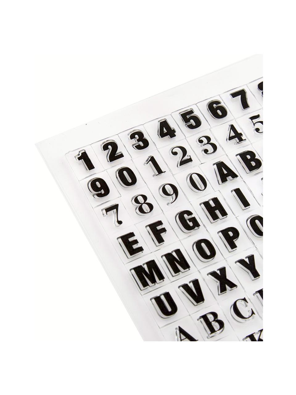 Set timbri Letters & Numbers, Silicone, Nero trasparente, Larg. 14 x Alt. 21 cm
