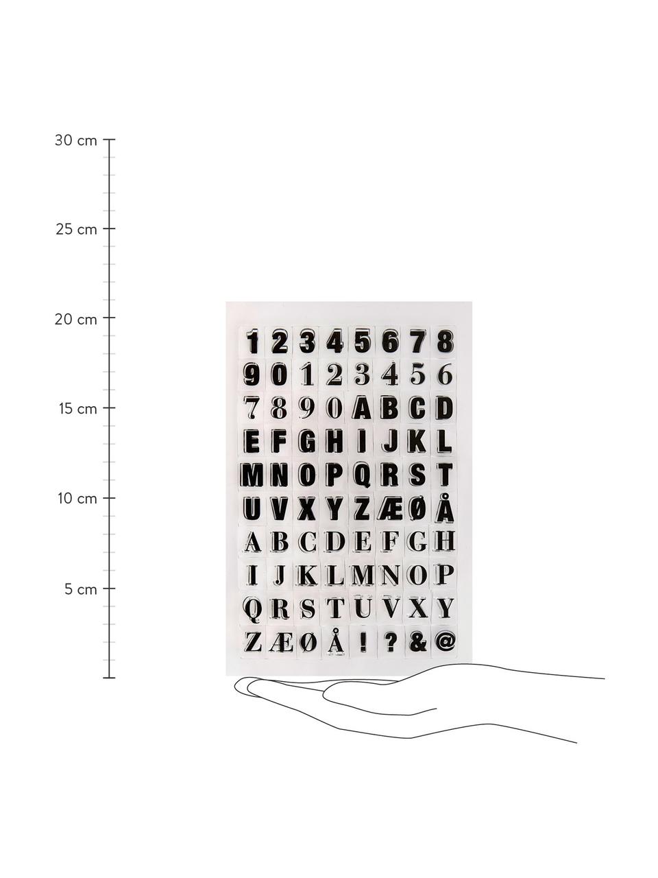 Sada razítek Letters & Numbers, Silikon, Černá, transparentní, Š 14 cm, V 21 cm