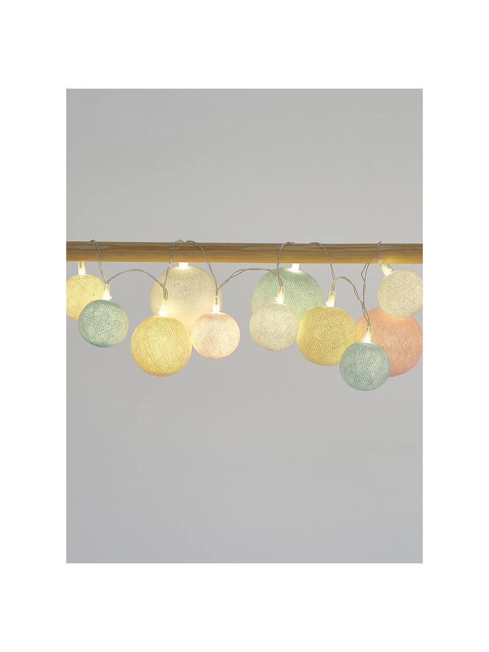 LED Lichterkette Moodi, Lampions: Polyester, Rosa, Blau, Beige, Weiß, L 264 cm