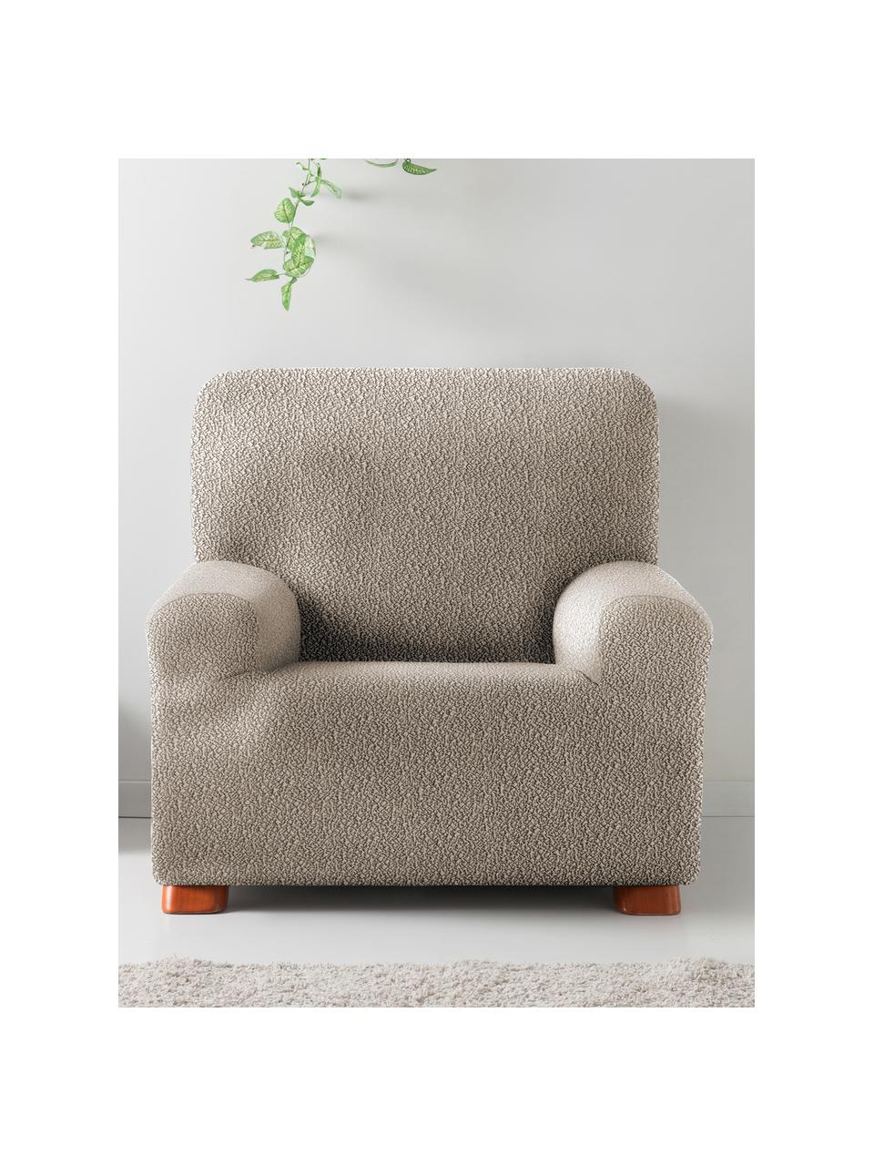 Funda de sillón Roc, 55% poliéster, 35% algodón, 10% elastómero, Beige, An 130 x Al 120 cm