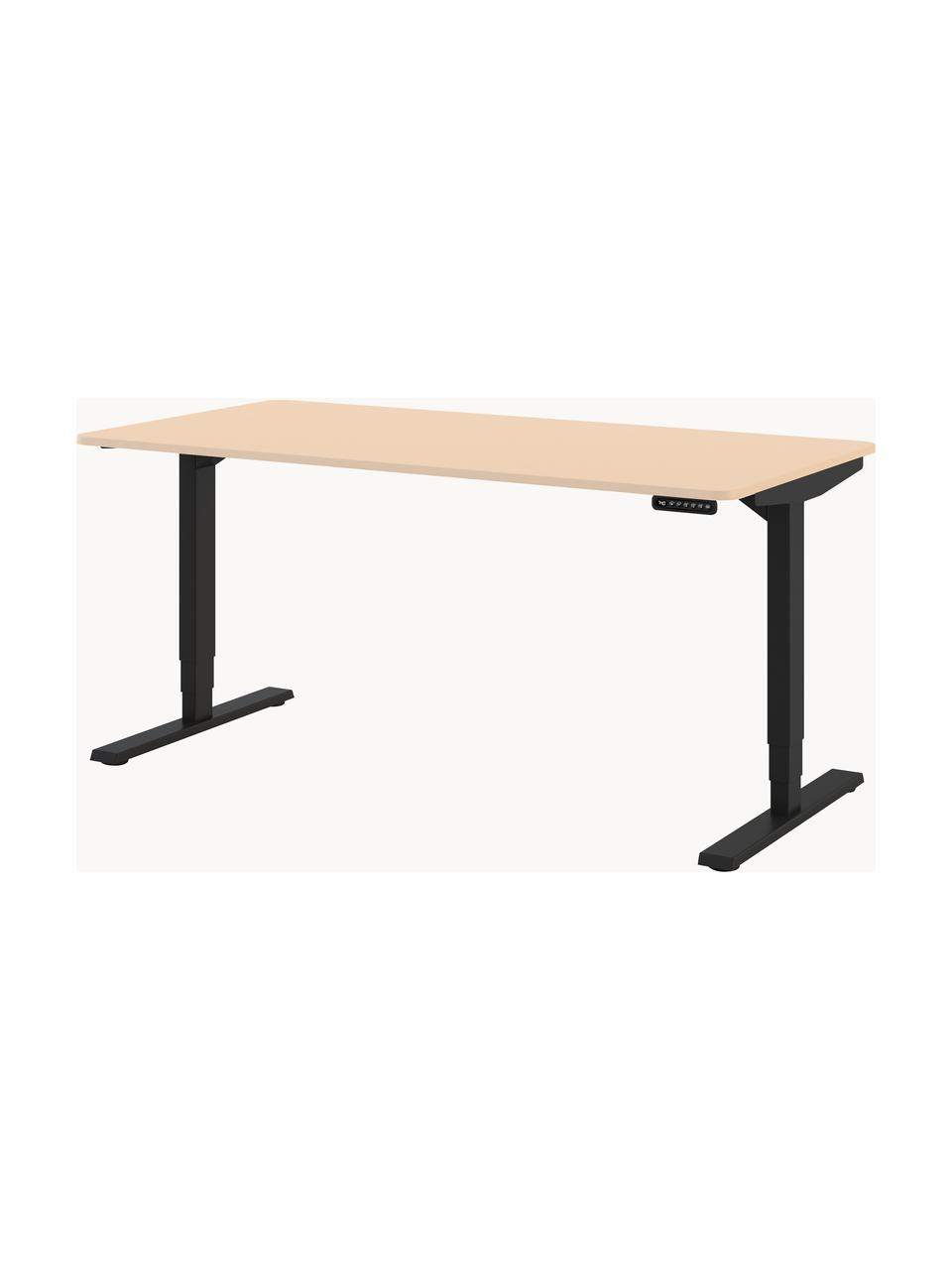 Höhenverstellbarer Schreibtisch Y-Line, Gestell: Metall, pulverbeschichtet, Tischplatte: Spanplatte, melaminharzbe, Hellbeige, Schwarz, B 160 x T 80 cm