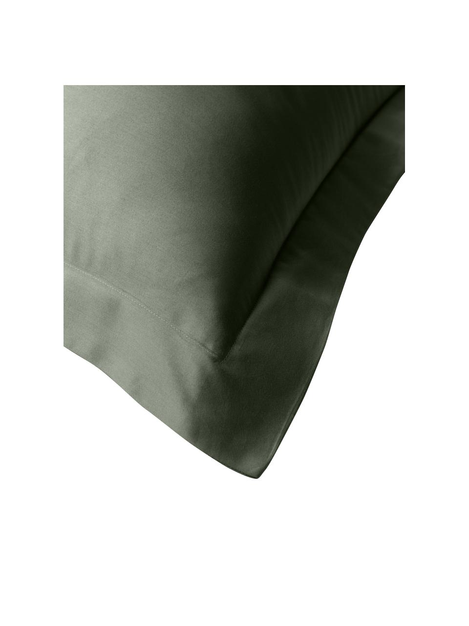 Saténový povlak na polštář z organické bavlny s lemováním Premium, 2 ks, Tmavě zelená, Š 40 cm, D 80 cm