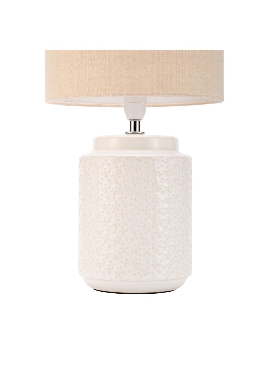 Petite lampe à poser Charming Bloom, Beige, blanc crème, Ø 21 x haut. 35 cm