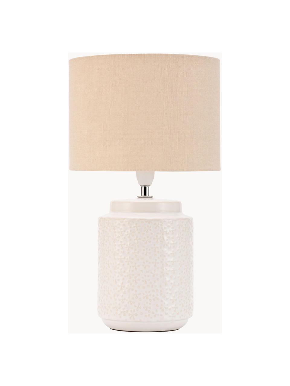 Kleine tafellamp Charming Bloom, Lampenkap: stof, Lampvoet: keramiek, Beigetinten, Ø 21 x H 35 cm