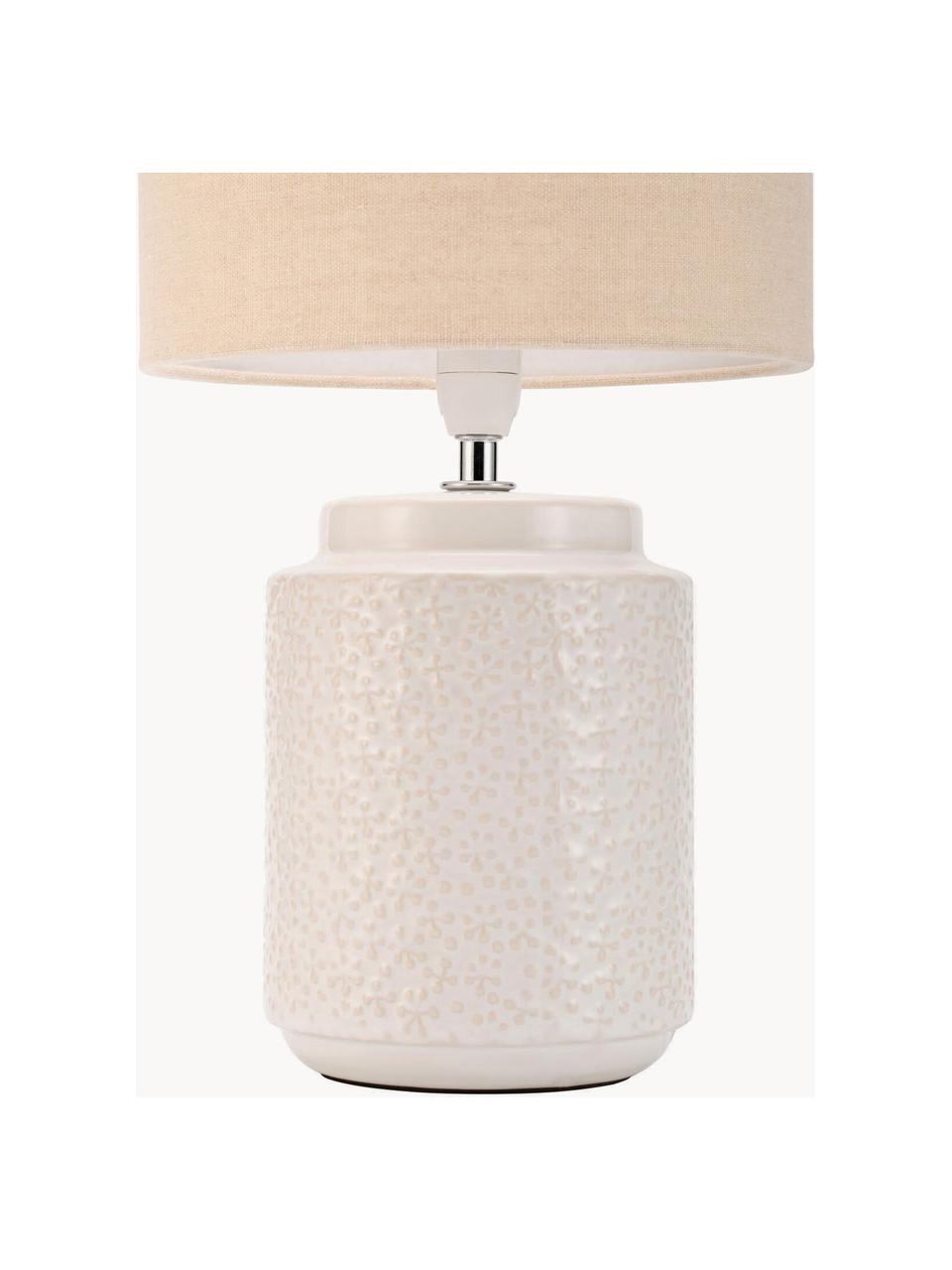 Kleine tafellamp Charming Bloom, Lampenkap: stof, Lampvoet: keramiek, Beigetinten, Ø 21 x H 35 cm