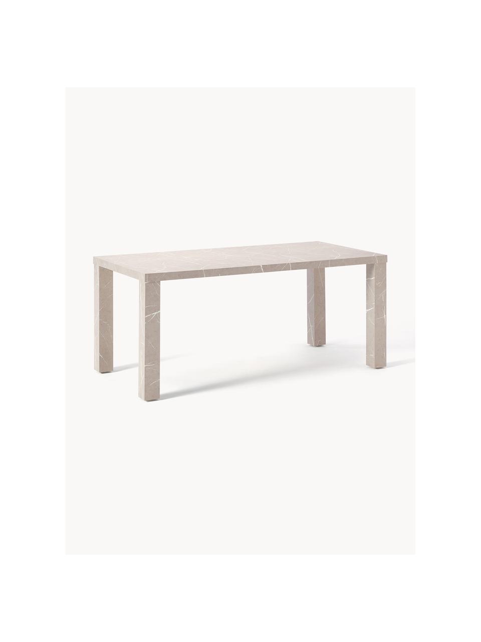 Table look marbre Carl, 180 x 90 cm, MDF, mélamine, recouvert de papier laqué imitation marbre, Aspect marbre beige, larg. 180 x prof. 90 cm