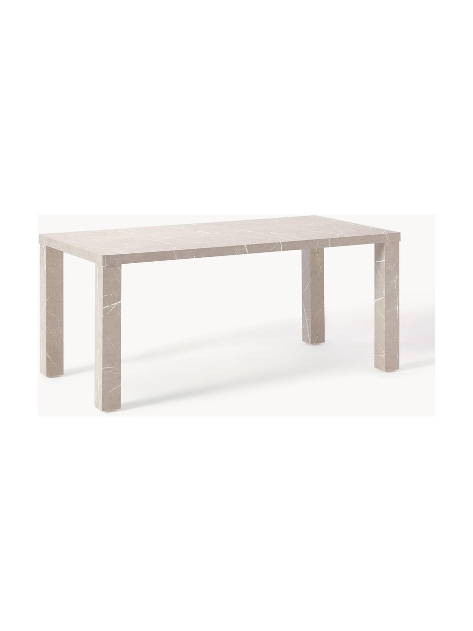 Esstisch Carl in Marmor-Optik, 180 x 90 cm, Mitteldichte Holzfaserplatte (MDF), Melamin, mit lackbeschichtetem Papier in Marmor-Optik überzogen, Marmor-Optik Beige, B 180 x T 90 cm