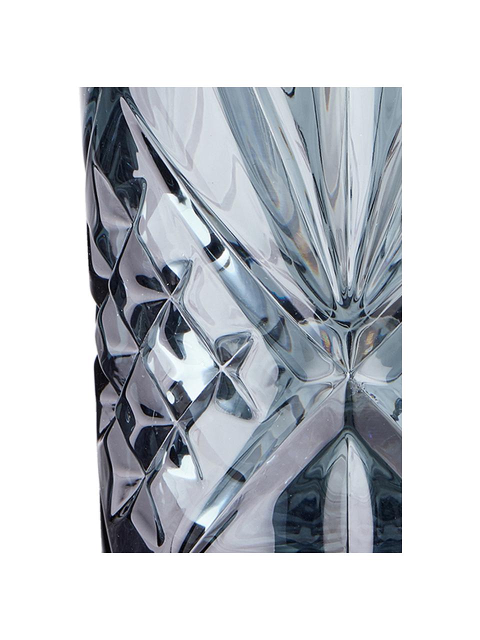 Vasos highball con relieve de cristal Crystal Club, 4 uds., Vidrio, Gris, Ø 8 x Al 14 cm