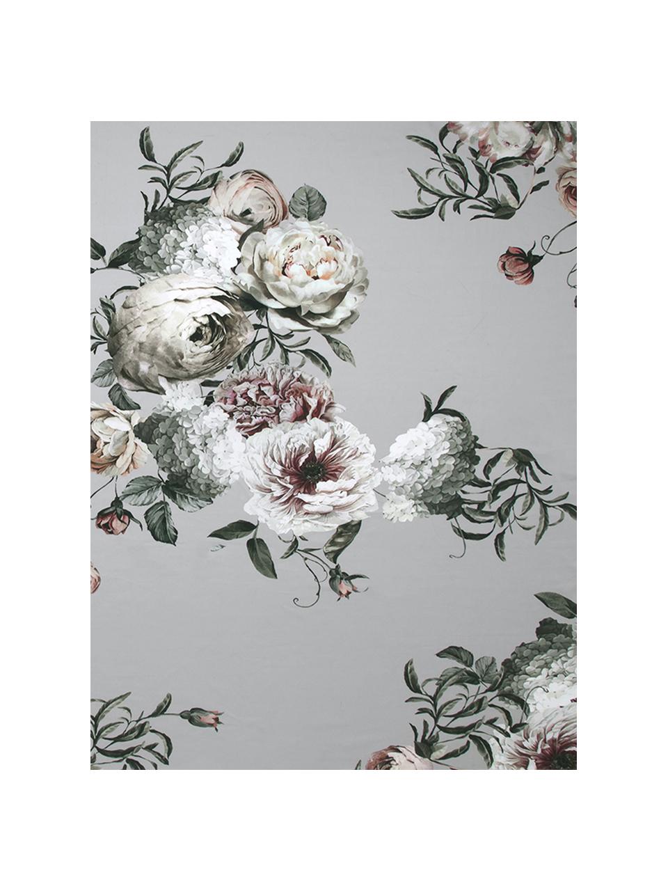 Baumwollsatin-Bettdeckenbezug Blossom, Webart: Satin Fadendichte 210 TC,, Hellgrau, Mehrfarbig, B 160 x L 210 cm